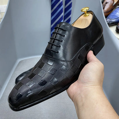 Size 7-12 Classic Italy Mens Oxford Real Leather Shoes White Lace Up Pointed Toe Wedding Party Dress Formal Shoes for Men