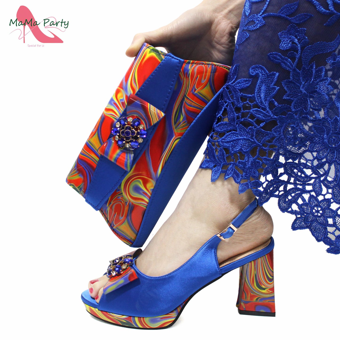 Red Color Italian Design Shoes Matching Bag Set Super High Heels Pumps for Garden Party