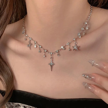 Pendent Necklace for Women Punk Simple Zircon Tassel Clavicle Chain Choker Elegent Party Gift Jewelry Girl