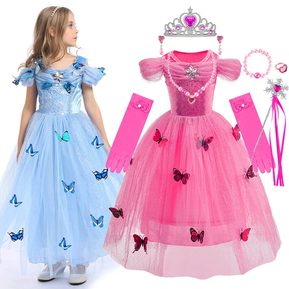 Vestido de Cinderela para Meninas, Roupa de Verão Infantil, Natal, Fantasia, Aniversário Infantil, Cosplay com Babados, Fantasia de Princesa para Performance