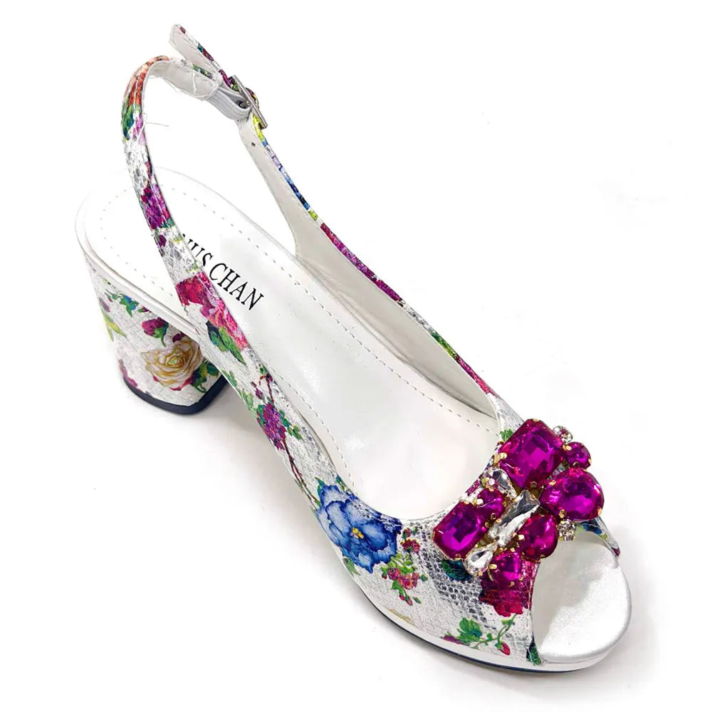 Italian Sandals and Bags Matching Set Women Heel Party for Gold Colour Wedding Bigger Size Thick Heel Shoes