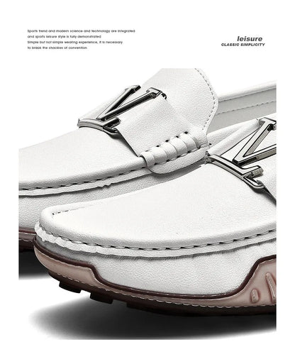 High Quality Men's Casual Leather Shoes Cowhide Loafers Soft Luxury Pea Shoes Color Genuine Leather Men's Flats Driving Shoes