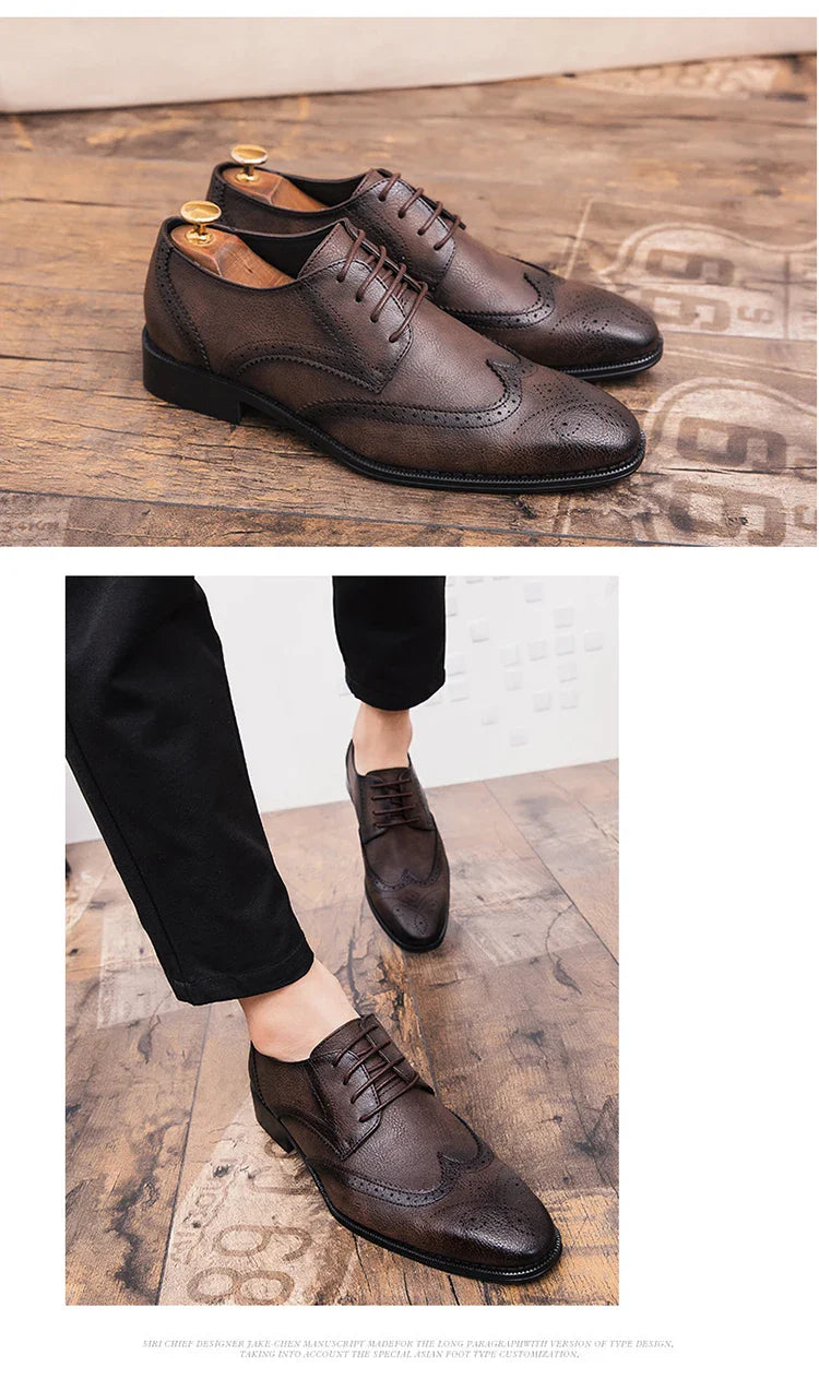 Men's Dress Shoes High Quality Oxford Leather Shoes Men Classic Casual Business Brogues Leahter Shoes Men Wedding Formal Shoes