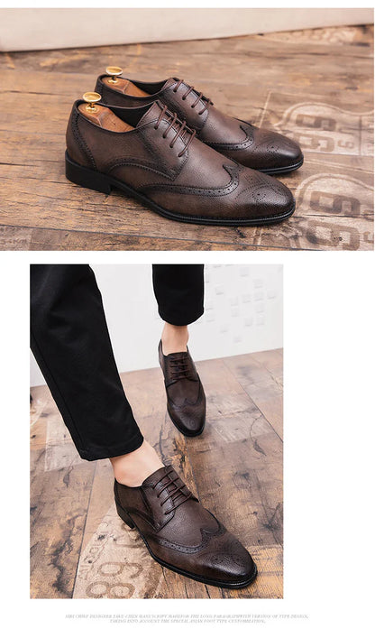 Men's Dress Shoes High Quality Oxford Leather Shoes Men Classic Casual Business Brogues Leahter Shoes Men Wedding Formal Shoes