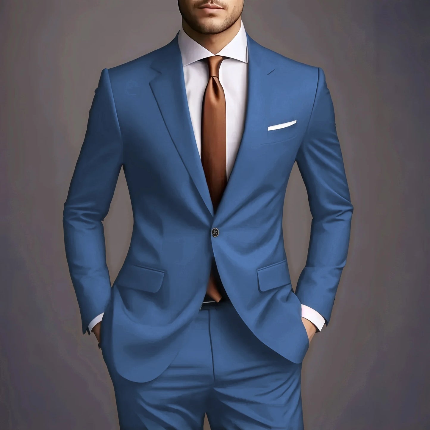 Elegant Men's Suits 2 Piece Set Fashion Korean Casual Slim Fit Social Groom Wedding Tuxedo
