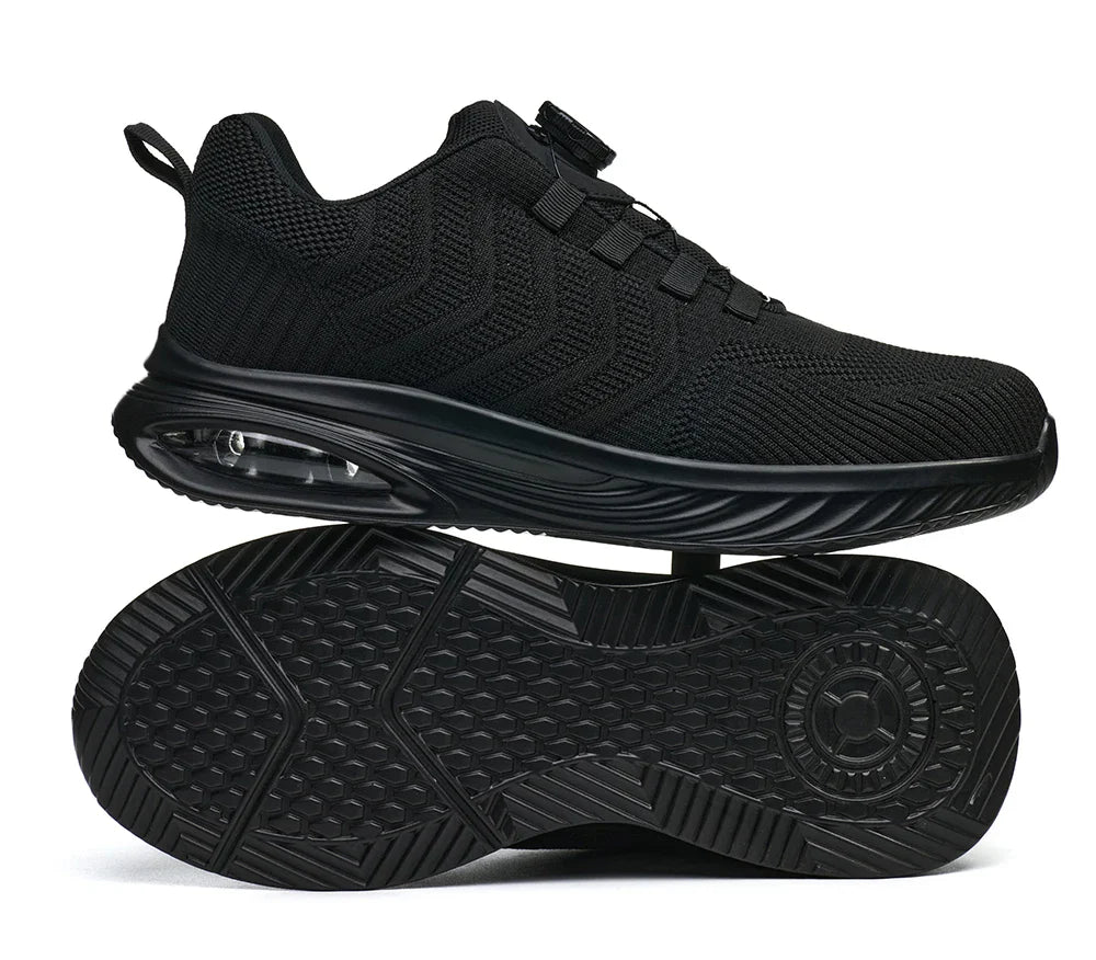Men's Safety Shoes Anti-impact Lightweight Breathable Plastic Cap Toe Work Shoes Fashionable Button Design for Men