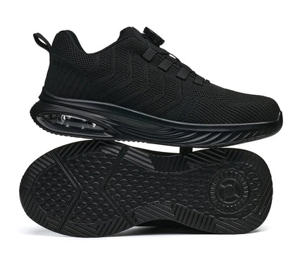 Men's Safety Shoes Anti-impact Lightweight Breathable Plastic Cap Toe Work Shoes Fashionable Button Design for Men