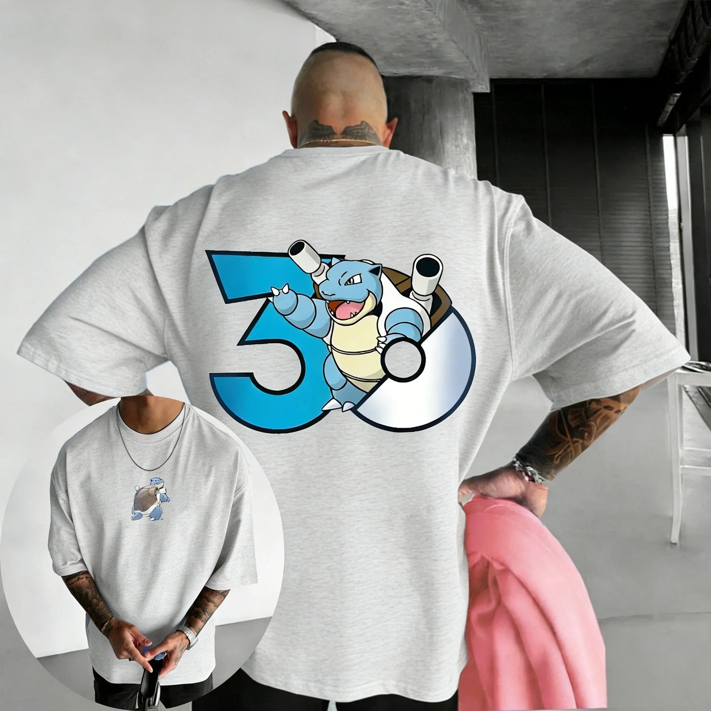2026 30th Anniversary Blastoise Printed Cotton T-shirt Summer New Men's and Women's Loose Casual Hip Hop Trendy Short Sleeve Top