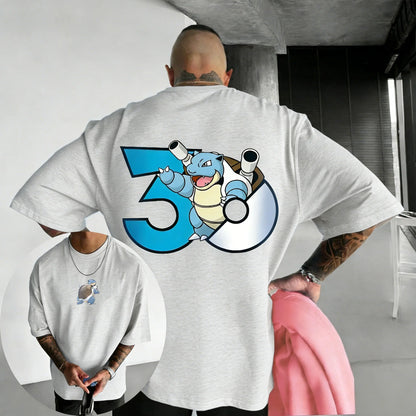 2026 30th Anniversary Blastoise Printed Cotton T-shirt Summer New Men's and Women's Loose Casual Hip Hop Trendy Short Sleeve Top