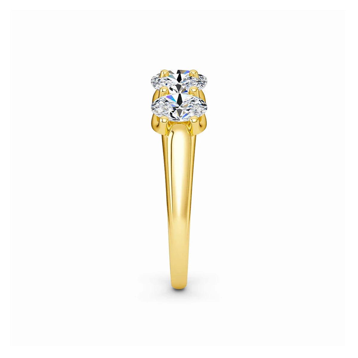 14K Yellow Gold Engagement Ring GRA Certified Moissanite Row Band 5 Stone 1.5ctw 100% Authentic for Women Wedding Jewelry