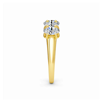 14K Yellow Gold Engagement Ring GRA Certified Moissanite Row Band 5 Stone 1.5ctw 100% Authentic for Women Wedding Jewelry