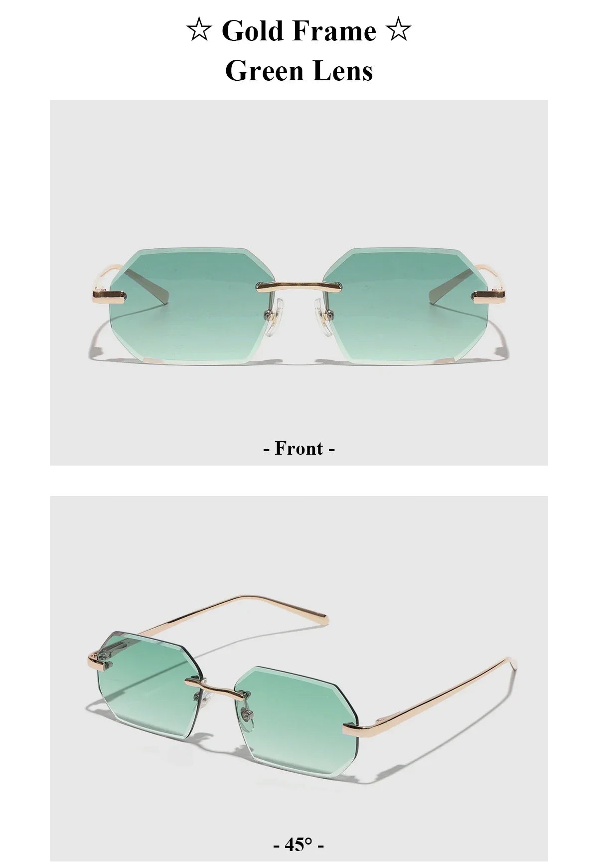 Sunglasses Men Brand Designer Fashion Rimless Sun Glasses Shades Diamond Cut Lens Ladies Frameless Metal Eye glasses