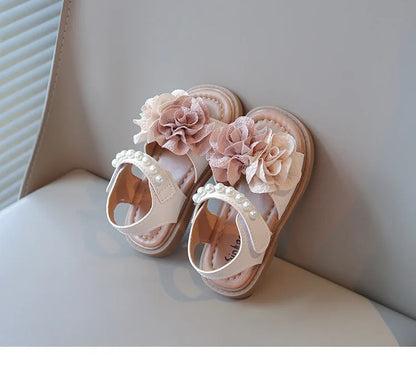 Korean Style Summer Sandals for Girls Flowers in Full Bloom Children's Beach Shoes Flexible Soft-sole Kid's Girl Sandals I060683