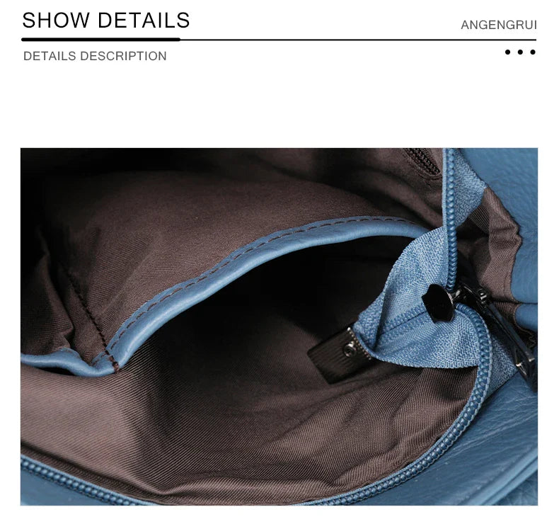 New Genuine Leather Women's Bag Casual One Shoulder Crossbody Bag Multi Pocket Messenger Bag