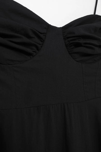 Summer New Woman Dress Spaghetti Strap Sleeveless Backless Lace-Up Zipper Pleats Sweet Beach Style Female Long Dresses