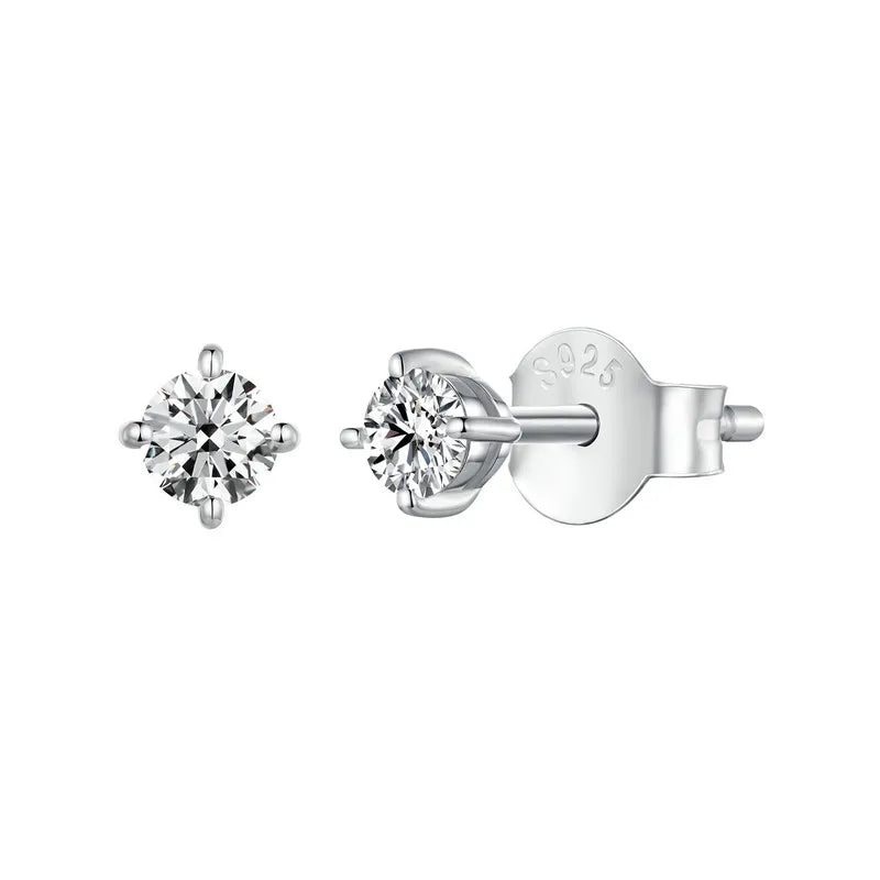 U Moissanite Earrings Shinning 4 Prongs Ear Stud 925 Sterling Silver D Color for Women Wedding Anniversary Fine Jewelry