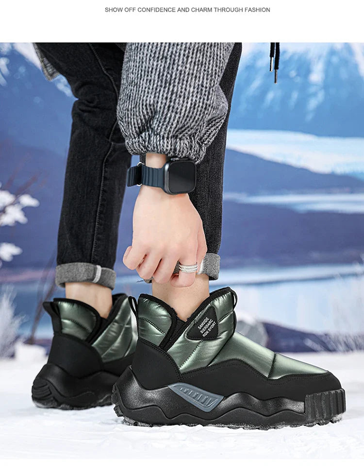 Winter shoes men's high top plush warm cotton shoes, high-quality and fashionable cold resistant outdoor cotton boots snow boots