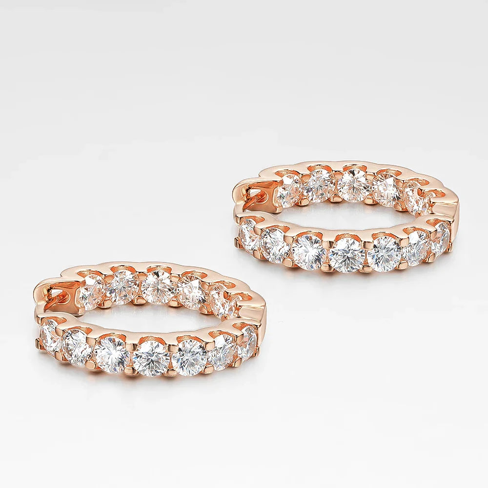100% 925 Sterling Silver Real 2.6ct Moissanite Earring Hoops For Women Sparkling Wedding Party Luxury Fine Jewelry Gift