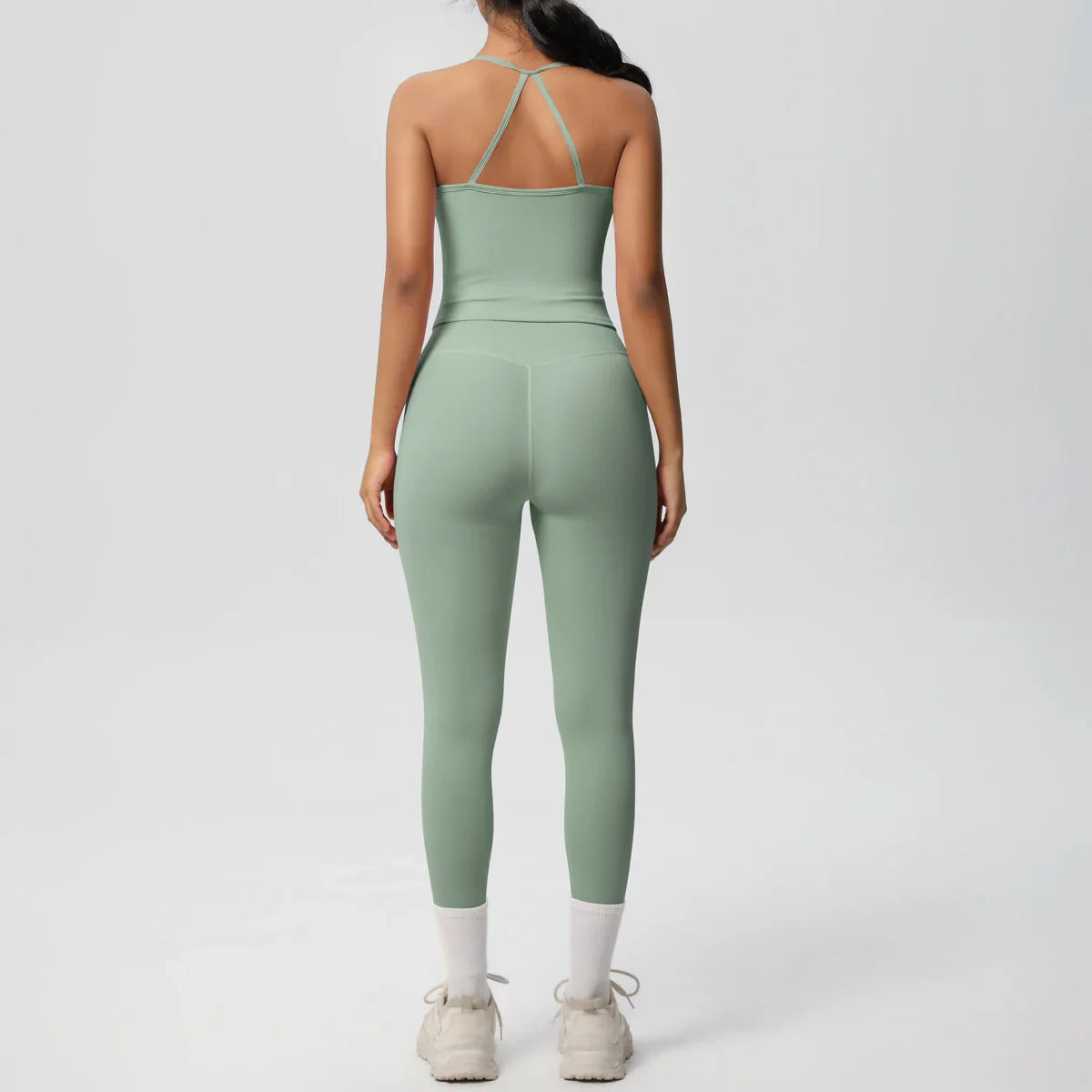 Halter Yoga Top Set Fitness Gym Suit Training Sleeveless Sport Gym Tops Crossover Back Sports Underwear  Tummy Control Slimming
