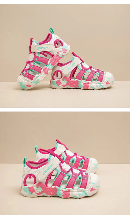 Children Casual Sandals for Boys Girls Sports Sandals New Summer Soft Beach Shoes Toes Capped Outdoor Play Cut-outs Breathable