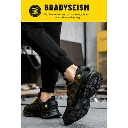 Button Labor Protection Shoes Lightweight Steel Toe Cap Anti Smashing and Anti Puncture Safety Shoes
