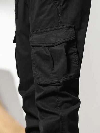 2023 New Multi-Pockets Winter Cargo Pants Men Fleece Liner Thick Warm Slim Fit Joggers Streetwear Casual Cotton Thermal Trousers