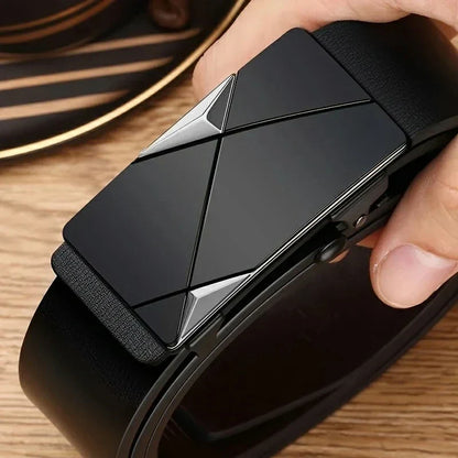 Men's Toothless Inner Belt Is Casual, Fashionable and Simple. The Automatic Buckle Belt Is A Unique Young Man's Belt