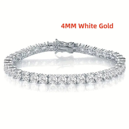 100% Real S925 Sterling Silver Plated 18K Gold 5A Grade Zircon Black Tennis Bracelet for Men and Women Fashion Exquisite Jewelry