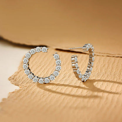 Moissanite Hool Earrings 925 Sterling Silver Passed the Diamond Test Wedding Earrings for Women Gift Fine Jewelry Band