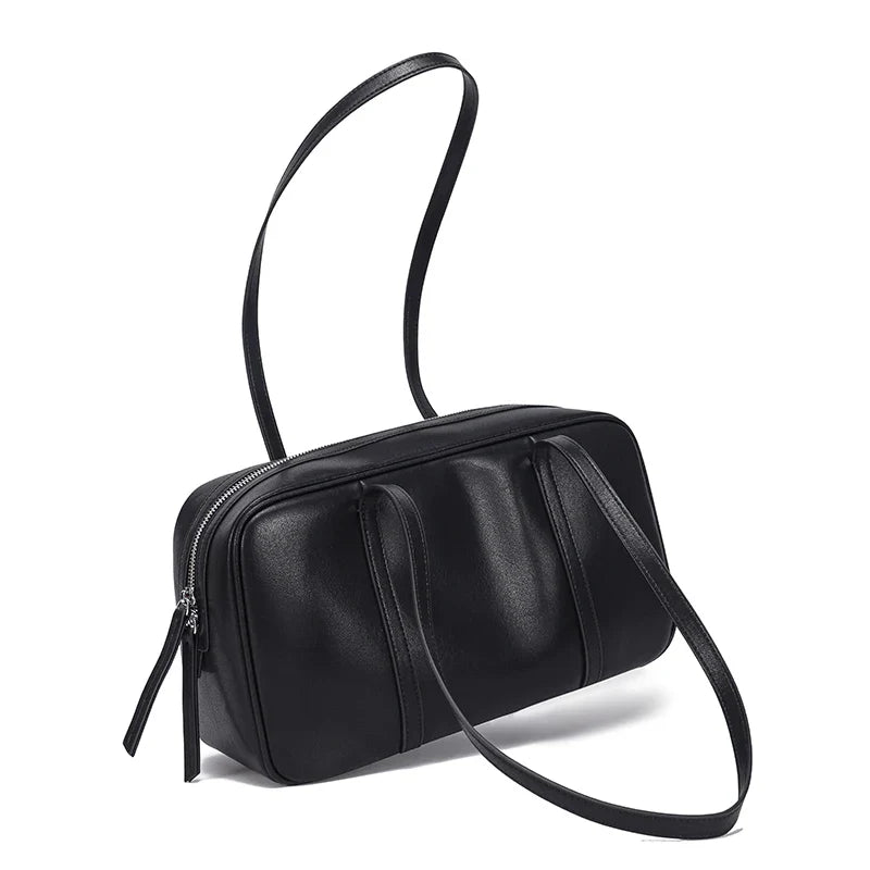 Women's Cow Genuine Leather Shoulder Bags Ladies Fashion Designer Luxury Handbags Female Retro Commute Boston Cowhide Handbag