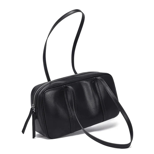 Women's Cow Genuine Leather Shoulder Bags Ladies Fashion Designer Luxury Handbags Female Retro Commute Boston Cowhide Handbag