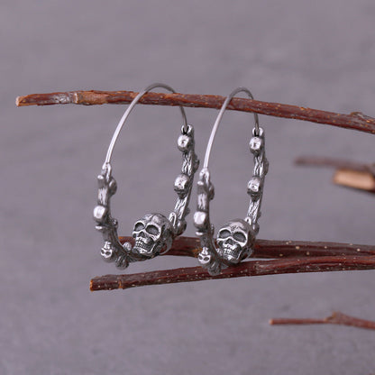 Unique Design Gothic Skull Hoop Earrings Creative Fashion Never Fade Stainless Steel Vintage Punk Hip Hop Earring Jewelry Gift