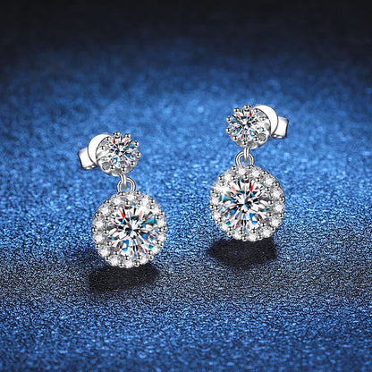 1ct Moissanite Earrings for Women S925 Sterling Silver 18k White Gold Plated Diamond Drop Earring Gifts with Certificate