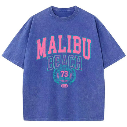 Beach Washed T-Shirt Women Letter Printing Cotton T Shirt Comfortable Crewneck Tops Casual Oversized Tees Female Clothes
