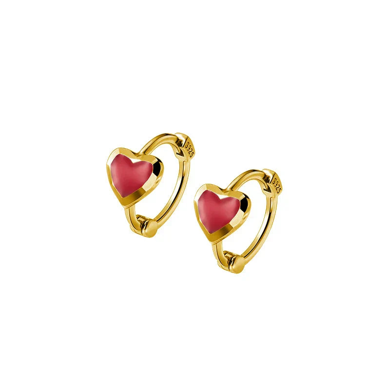925 Sterling Silver INS Minimalism Sweet Love Heart CZ Zircon Hoop Earrings For Women Girl Small Ear Buckle Jewelry Gift