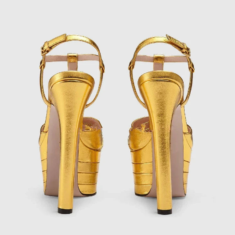 2026 Women's Round Head Sandals Thin Heels 5cm Thick Bottom Slope Heel Fish Mouth Rivet Sandal T-Platform Sandals Size34-43