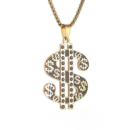 Stainless Steel 100 Dollar Bill Pendant Necklace for Men Women Fashion Lucky Wealth Jewelry Exquisite Gift