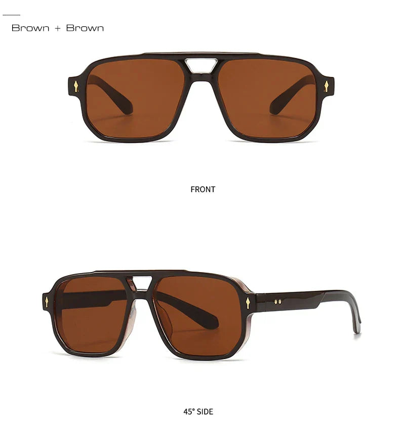 Double Bridges Square Sunglasses Women Gradient Shades UV400 Fashion Brand Designer Rivets Men Sun Glasses