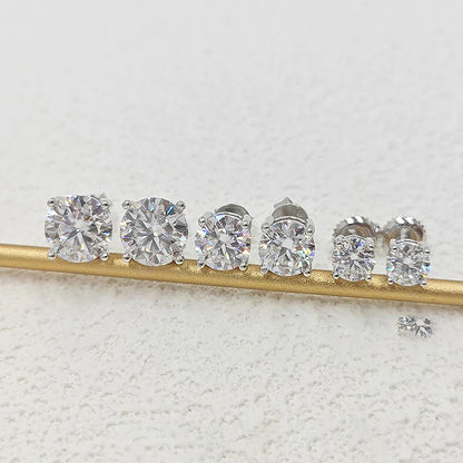 4carat Moissanite Stud Earrings with Certificate Round Brilliant Cut Diamond Earring 925 Sterling Silver Ear Studs for Women Men