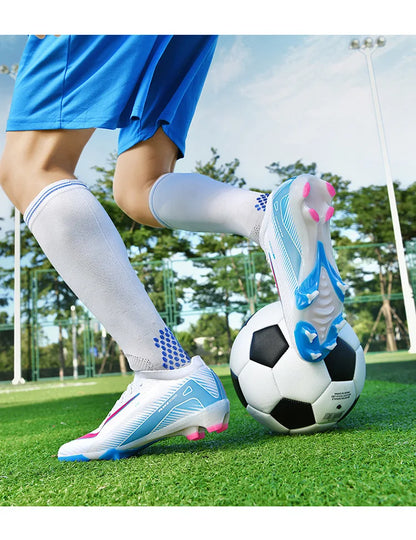 New High-Top Soccer Shoes Professional Training Football Boots TF/FG Non-Slip Soccer Sneakers Outdoor Grass Soccer Shoes