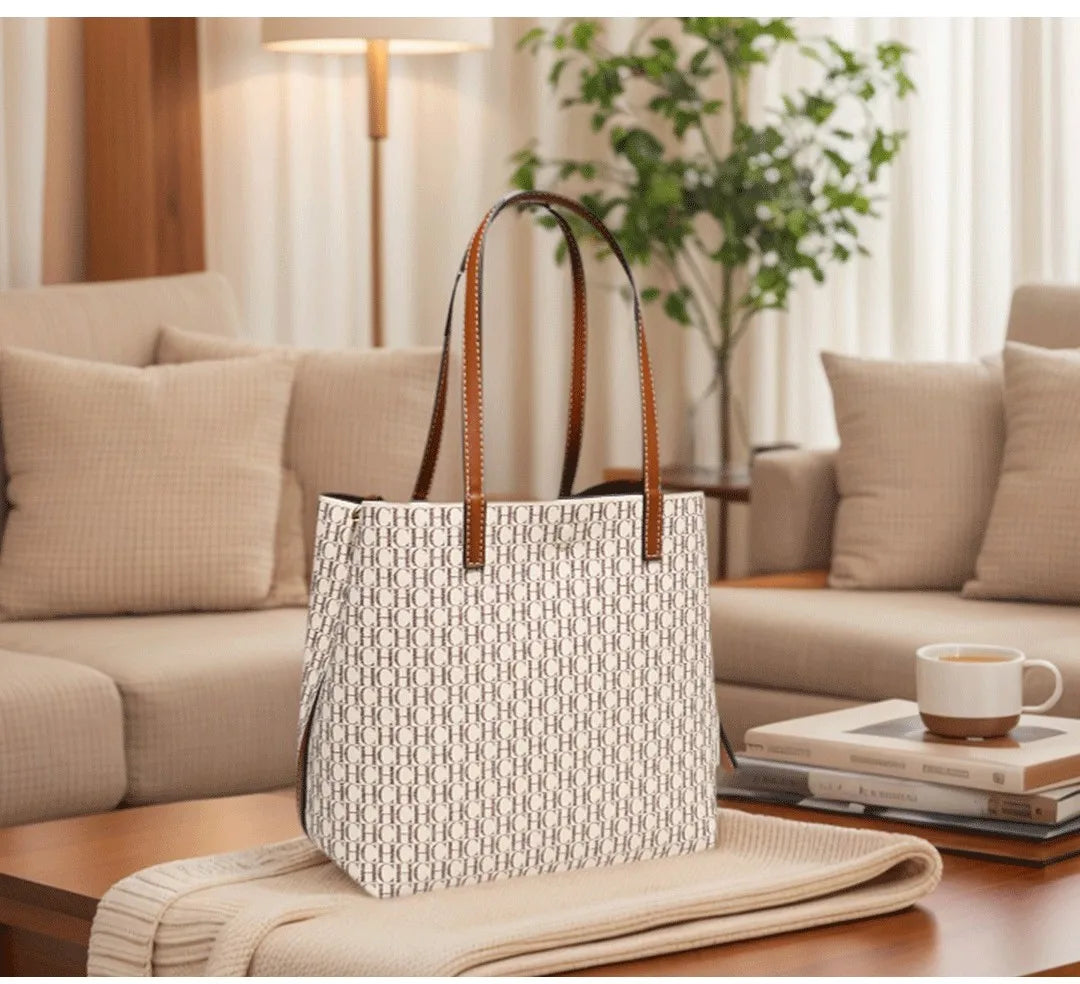 Premium Versatile Leather Crossbody Bag Ladies Large Capacity Daily Commuter Tote Bag Letter Print Design Ladies Fashion