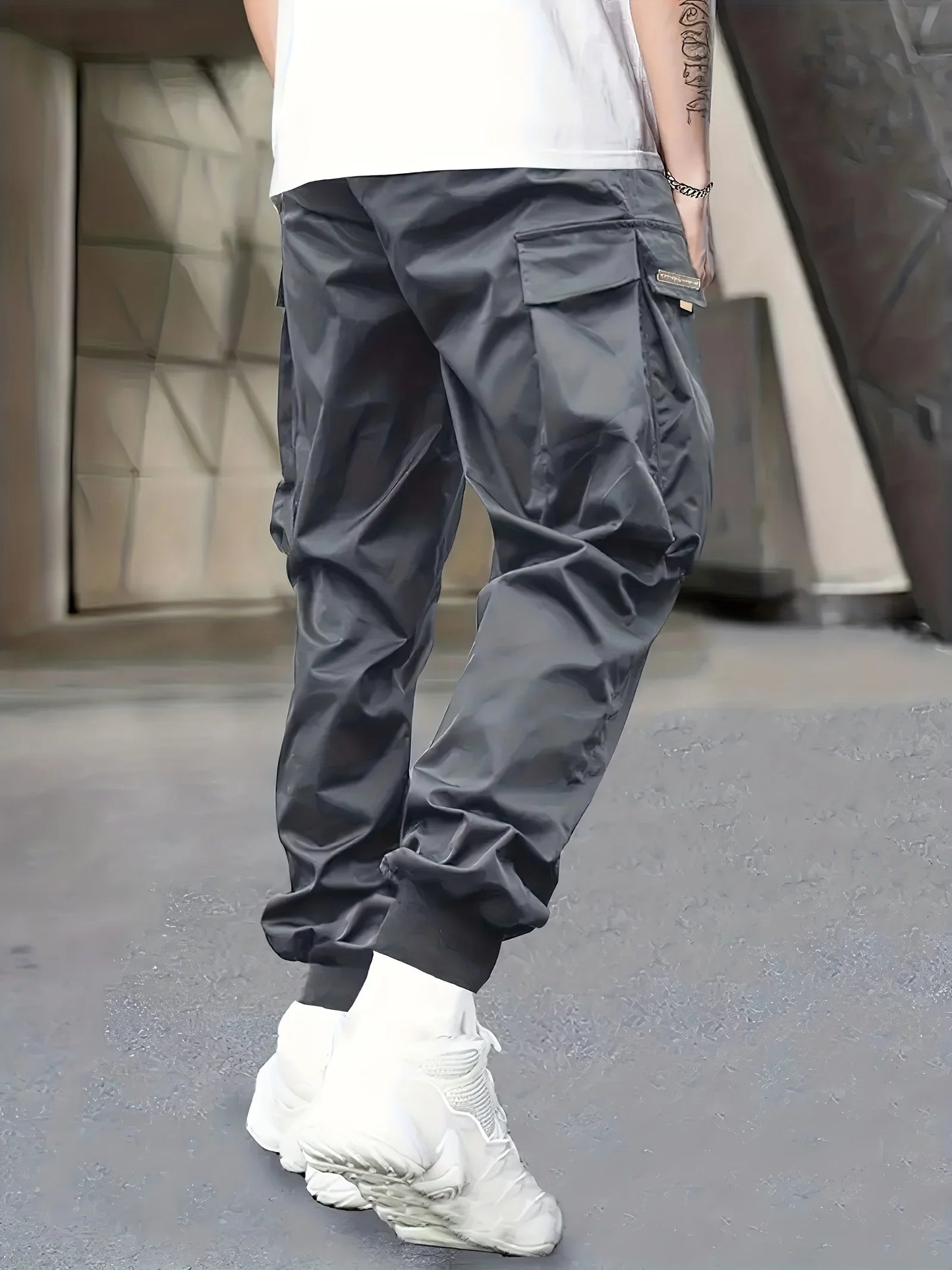Men's Cargo Pants, Casual, Sporty, Outdoor, Large Pockets, Lightweight, Legging, Cropped Slacks 06B