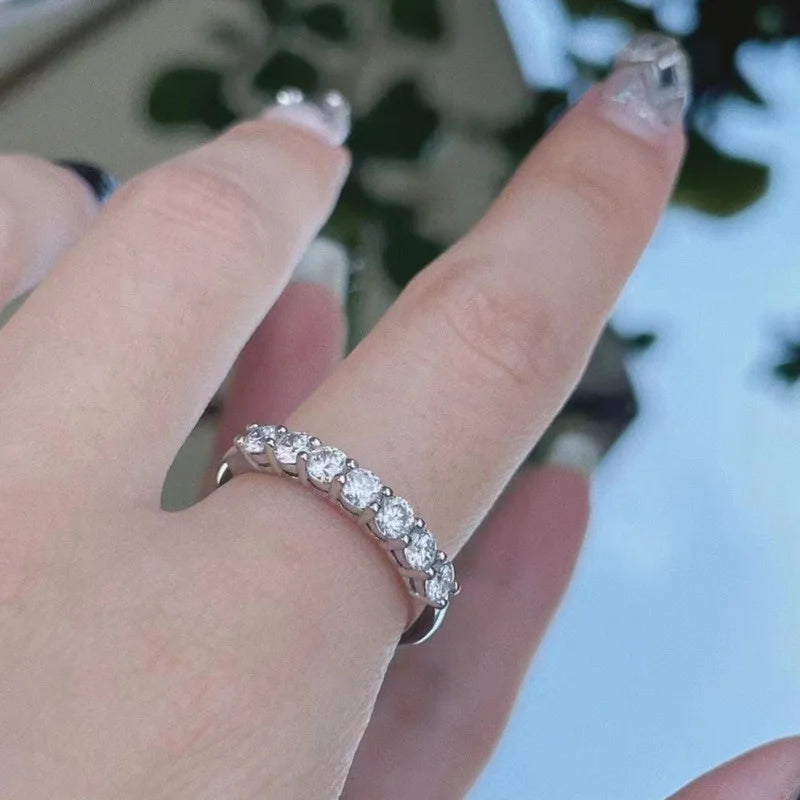 3mm Gemstone Moissanite Ring for Women S925 Silver White Gold Stackable Wedding Band Diamond Matching Gift
