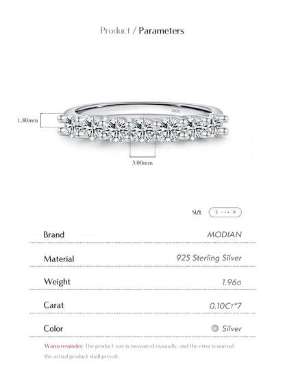 Moissanite Wedding Band 925 Sterling Silver Ring Platinum Plated Lab Diamond Stackable Crown Jewelry For Women Gifts