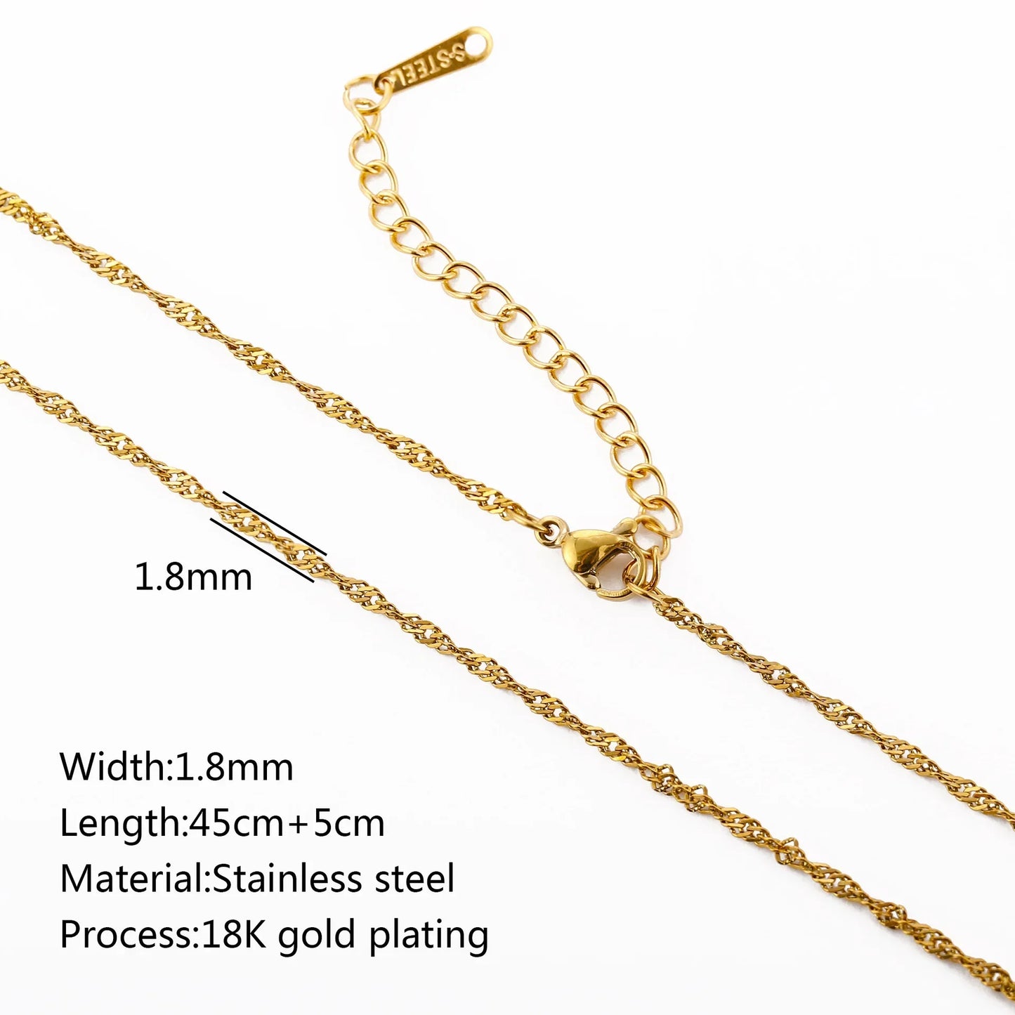 5Pcs/Lot Stainless Steel Bead Rope Link/Cuban/Paperclip Links Snake Chain Necklace Diy Women Jewelry 18K Gold Color Neck Chains