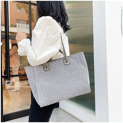 Fashion Make Up Designer Big Women's 2025 New Korean Fashion Casual Large Capacity Shoulder Crossbody Chain Tote Bag