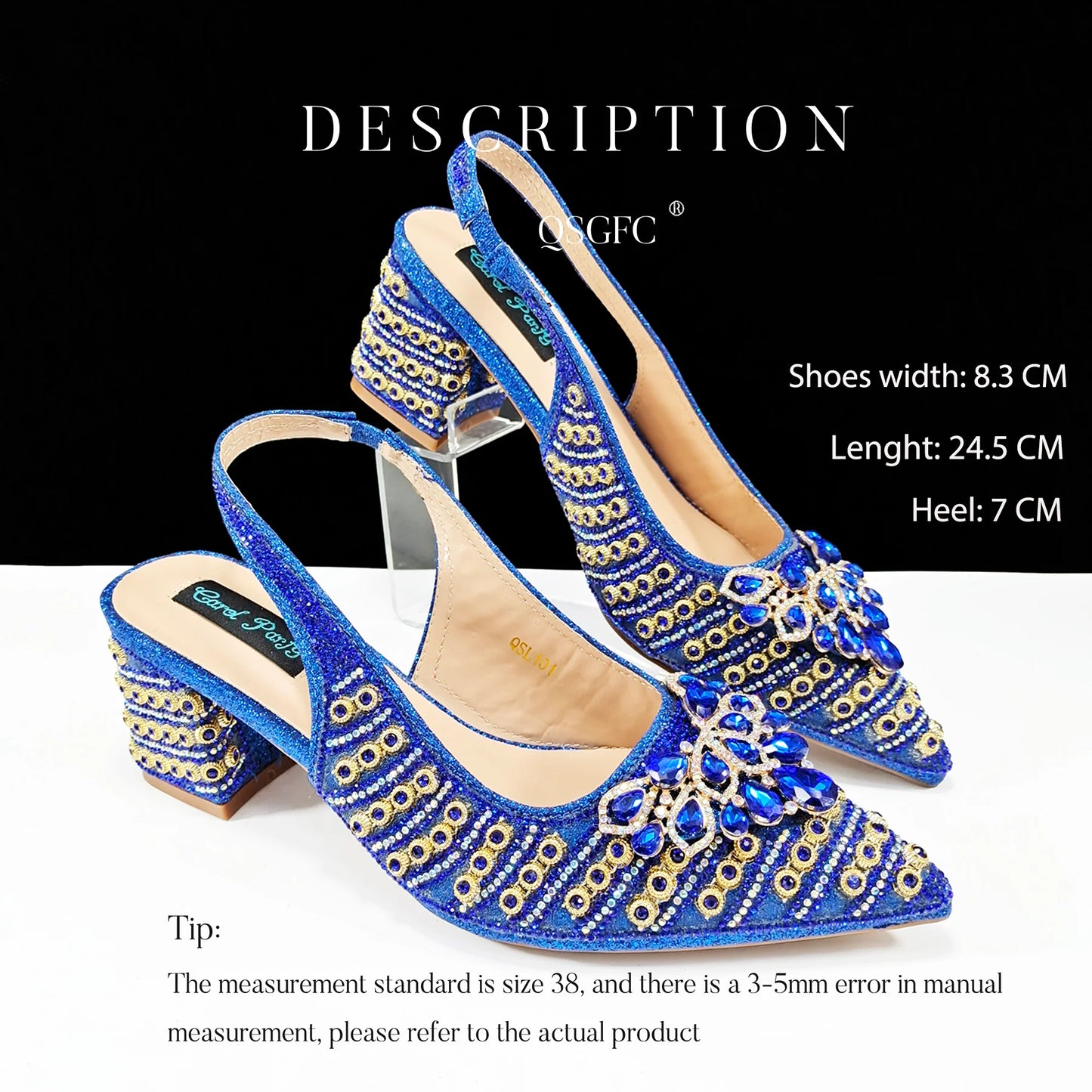 Full Rhinestone Comfortable high heel shoes And Bag Fashion Style Pointed-Toe Shoes For Women