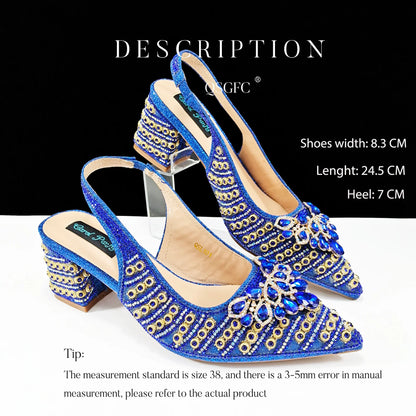 Rhinestone Big Pumps And Bag To Party INS Style Pointed-Toe Shoes And Bag Elegant High Heels for Women