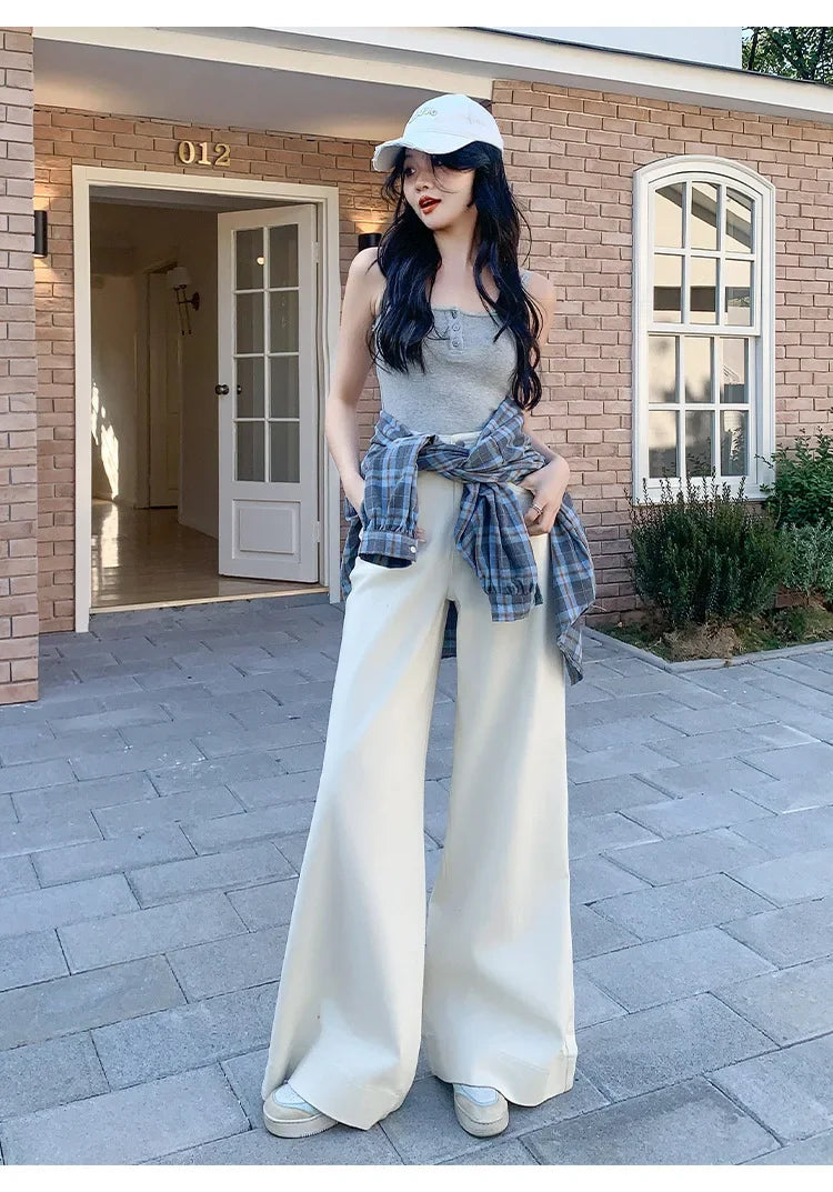 High-waisted Wide-leg Jeans Denim Flared Straight Pants