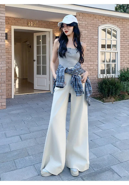 High-waisted Wide-leg Jeans Denim Flared Straight Pants
